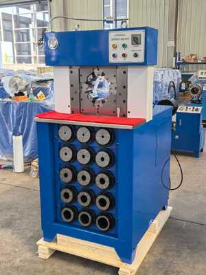 青いボタン制御油圧ホース圧着機、圧着範囲6-76mm、最大開口165mm