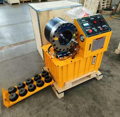 6-51 ミリメートル 10 ダイ特別デザイン黄色油圧ホース圧着機 31.5Mpa オイルポンプ圧力 220v/240v/380v/415v 電圧オプションと 3KW/4KW モーター電力